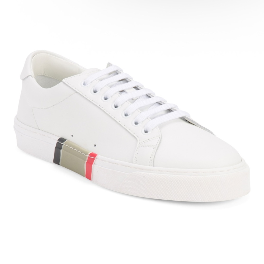 Burberry White Sneakers with Red and Black Accents
